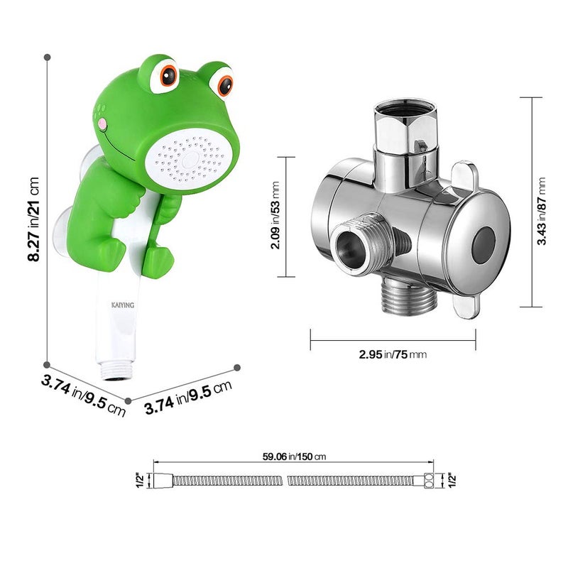 KAIYING Children's Handheld Shower Head,Cartoon Water Flow Spray Shower Head Baby Kids Toddler Bath Bathing Accessories (J:Showerhead(Froggie)+Hose+Diverter) - Image 5